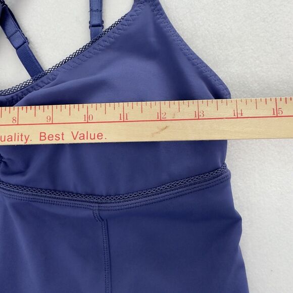 Lululemon Tank Top Womens 8 Criss Cross Double Strap Blue Warrior Padded Bra Cup - Picture 8 of 8